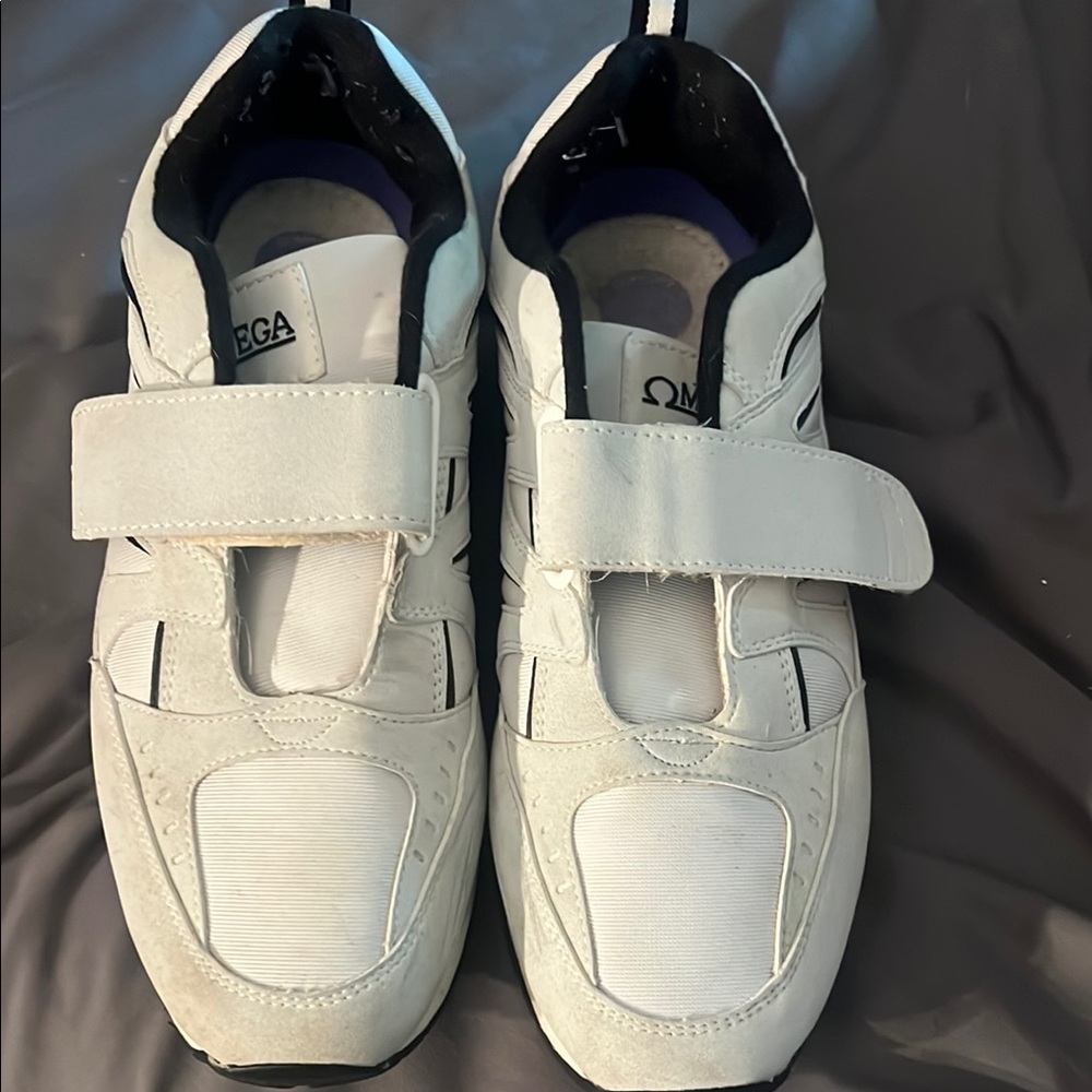 Omega White Sneakers with Velcro Closure